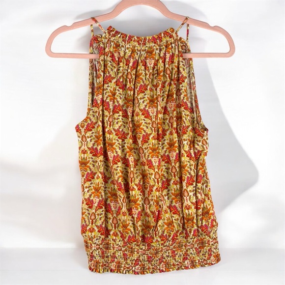 Rose + Olive Floral Halter Neck Top - Multicolor Bohemian Print Medium - Picture 5 of 9